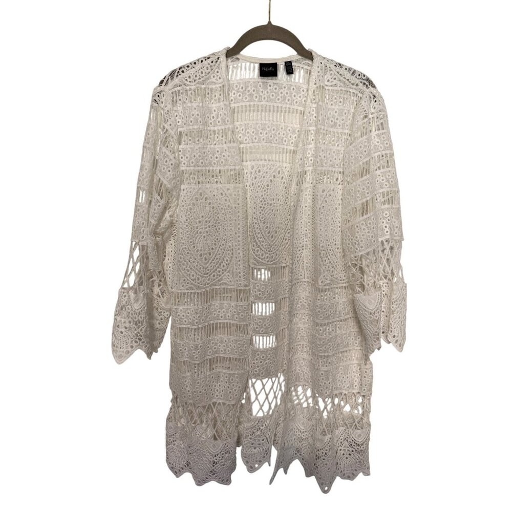 Rafaella Coverup White Doiley Lace Boho Beach Woman's PXL